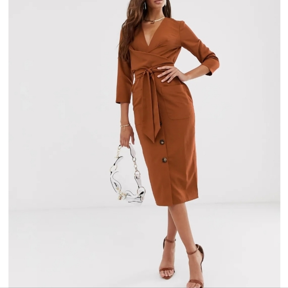 NWT ASOS | $94 Tie Wrap Around Midi Dress
